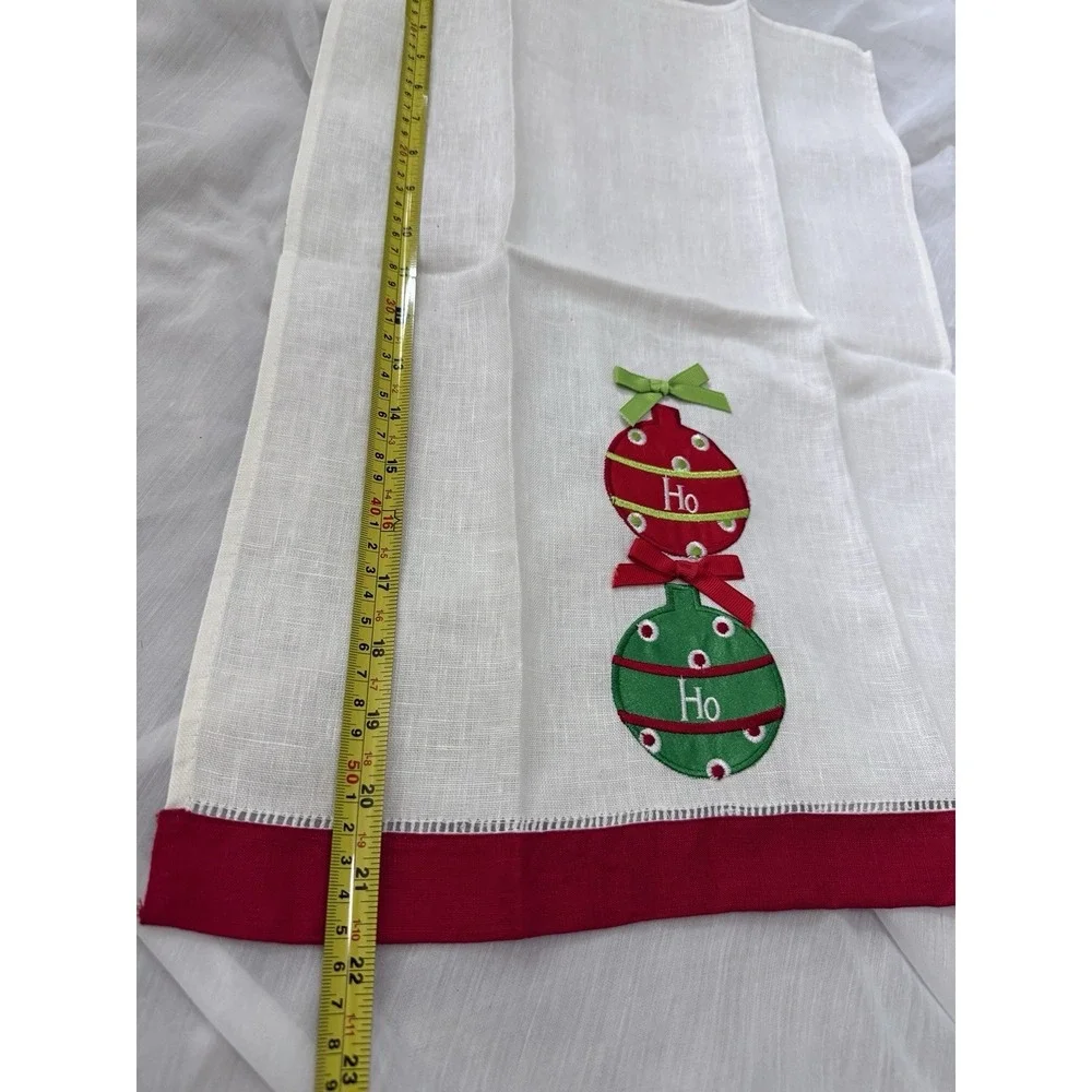 Lot of 6 NEW Christmas Linens Towels Gift Bags Embroidered Trees Poinsetta‎